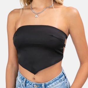 NWOT Adika Satin Black Bandana Tube Top 3 Strap Back